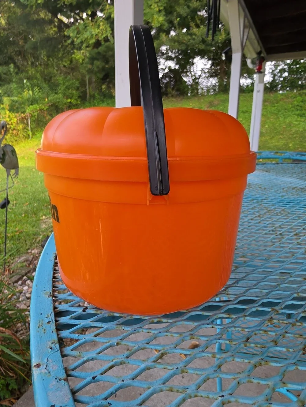 McDonalds 1986 Halloween McGoblin Orange Pumpkin Bucket Pail with Lid & Bail EUC
